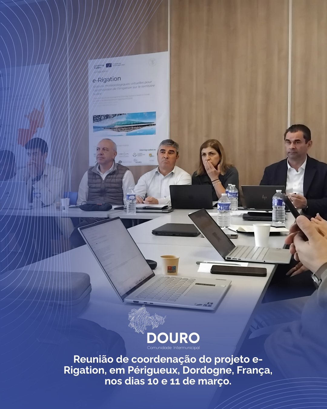 Reunião de coordenação do projeto e-Rigation, em Périgueux, Dordogne, em França