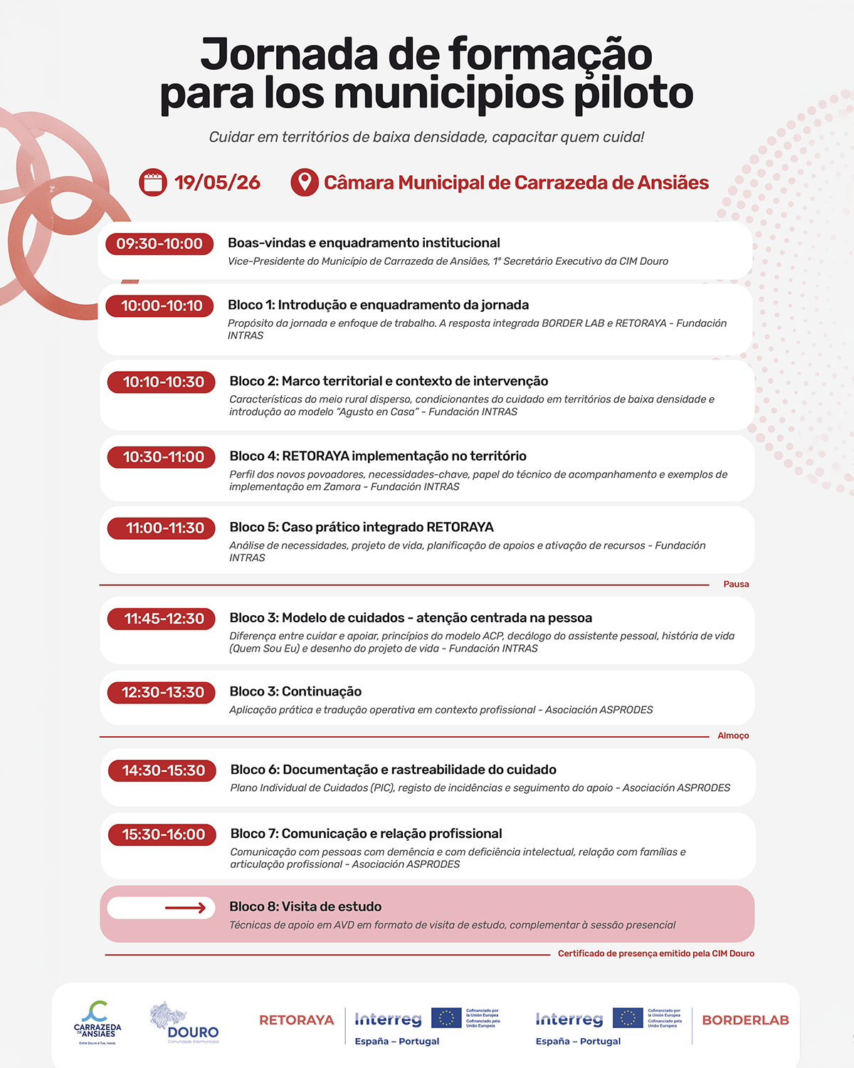 Promoção Jornada de Formação Dirigida aos Municípios Piloto, 19 de maio